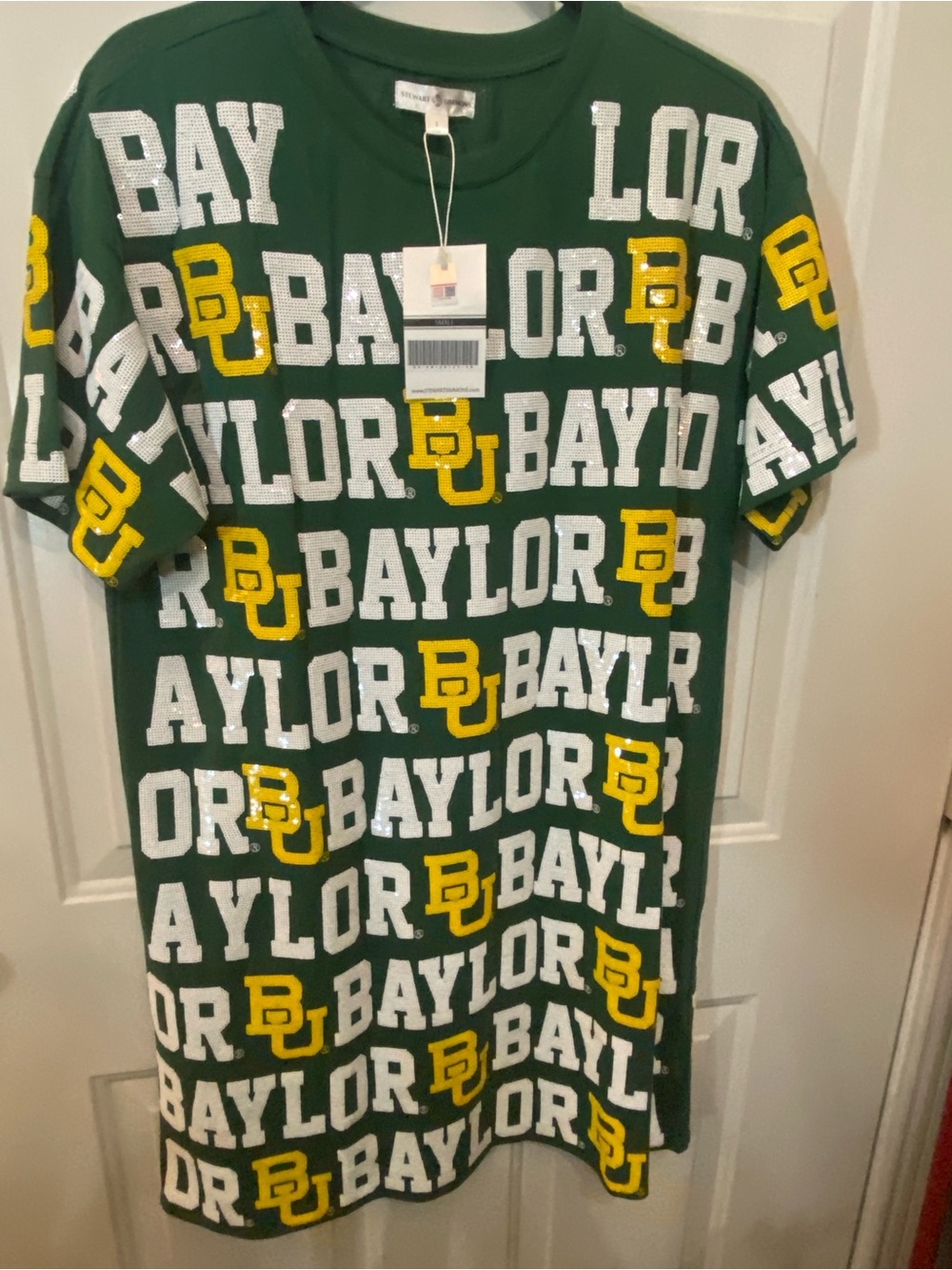 Stewart Simmons Baylor Bears Sequin Repeat Tee Dress | Size S | NWT